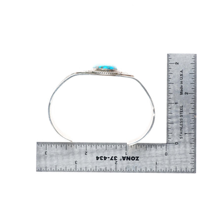 6.75" 30's-40's Navajo stamped sterling silver cuff bracelet with nice turquoise