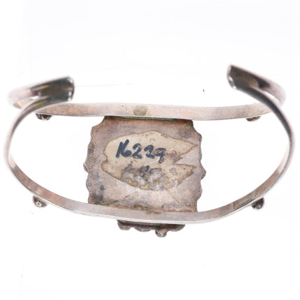 6.4" Vintage Navajo sterling silver beaded accent cuff bracelet - nice turquoise