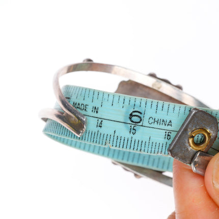 6.4" Vintage Navajo sterling silver beaded accent cuff bracelet - nice turquoise