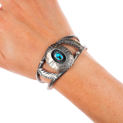 6.6" Marie Kee Navajo Atkinson Trading sterling silver turquoise cuff bracelet