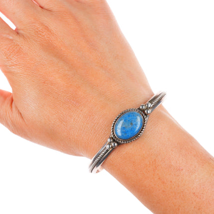 6.6" Paul Livingston Navajo Denim Lapis sterling silver twist rope cuff bracelet