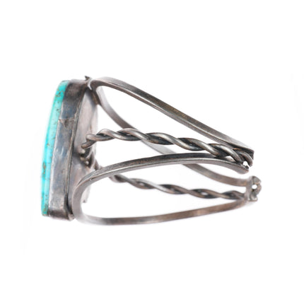 6.7" Bird's Eye waterweb Kingman turquoise Navajo sterling silver cuff bracelet