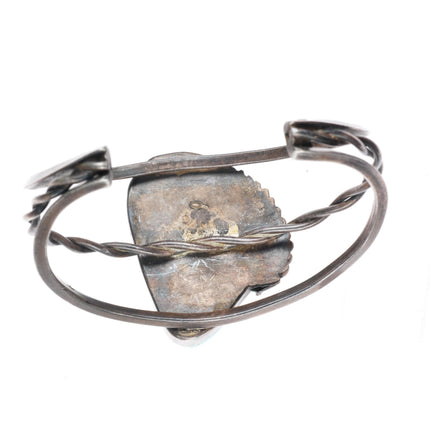 6.7" Bird's Eye waterweb Kingman turquoise Navajo sterling silver cuff bracelet