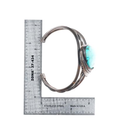 6.7" Bird's Eye waterweb Kingman turquoise Navajo sterling silver cuff bracelet