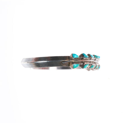 5.75" c1940's Vintage Zuni sterling silver double row turquoise cuff bracelet