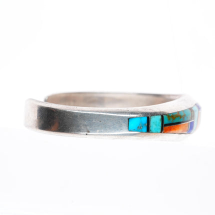 6.3" Pete Sanchez Isleta pueblo multi-stone inlay sterling silver cuff bracelet
