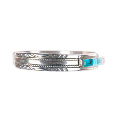 6.8" Vintage BL Native American sterling silver multi-stone inlay cuff bracelet