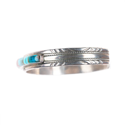 6.8" Vintage BL Native American sterling silver multi-stone inlay cuff bracelet