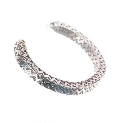 6.1" Vintage Navajo deep stamped sterling silver square heavy cuff bracelet