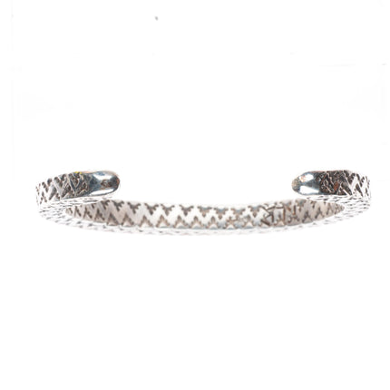 6.1" Vintage Navajo deep stamped sterling silver square heavy cuff bracelet