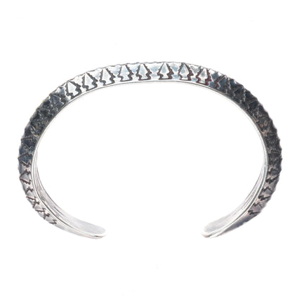 6.7" Vintage AC Navajo sterling silver carinated deep stamped cuff bracelet