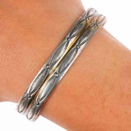 6.4" 40's-50's Navajo sterling silver deep stamped sterling silver cuff bracelet