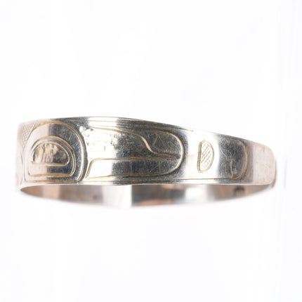 6.6" Vintage PS Northwest Coast sterling silver Native cuff bracelet