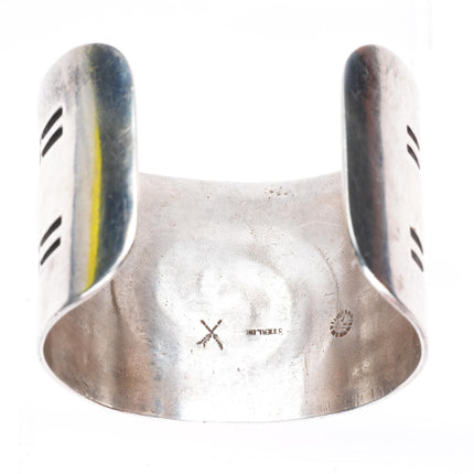 6.6" 1950's Wallie Sekayumptewa Hopi overlay wide sterling silver cuff bracelet