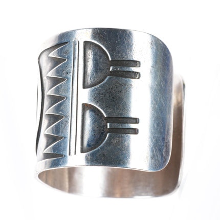 6.6" 1950's Wallie Sekayumptewa Hopi overlay wide sterling silver cuff bracelet