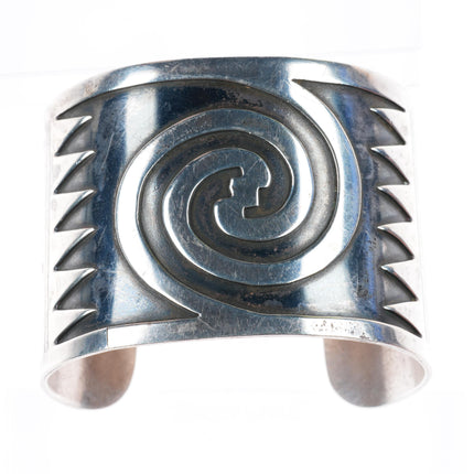 6.6" 1950's Wallie Sekayumptewa Hopi overlay wide sterling silver cuff bracelet