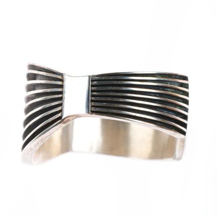 6.25" Francis Jones Navajo sterling silver banded modernist cuff bracelet