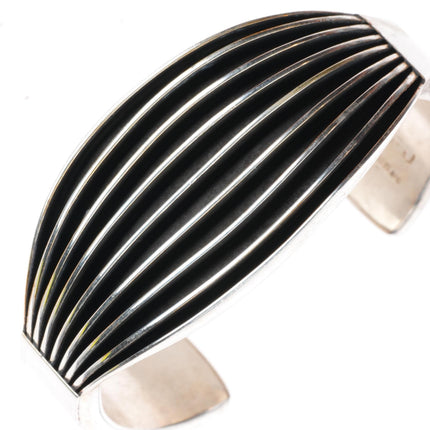 6.25" Francis Jones Navajo sterling silver banded modernist cuff bracelet