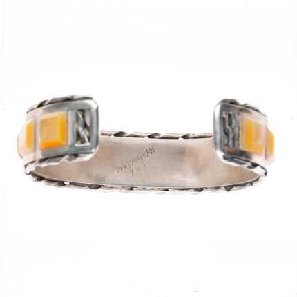 6.25" Myron Panteah Zuni sterling silver turquoise and shell cuff bracelet