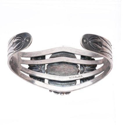 6.5" c1950's Fred Harvey style sterling silver cuff bracelet with turquoise