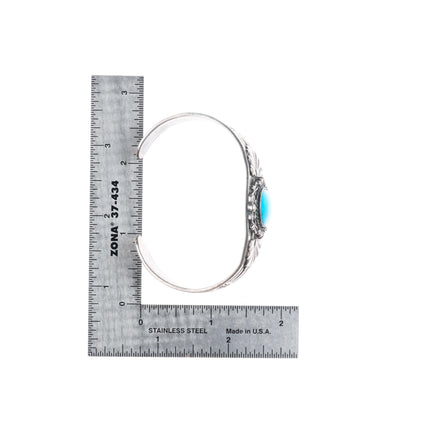 6.5" c1950's Fred Harvey style sterling silver cuff bracelet with turquoise