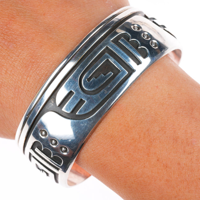 6.8" Rosco Scott Navajo sterling silver cuff bracelet with modernist overlay