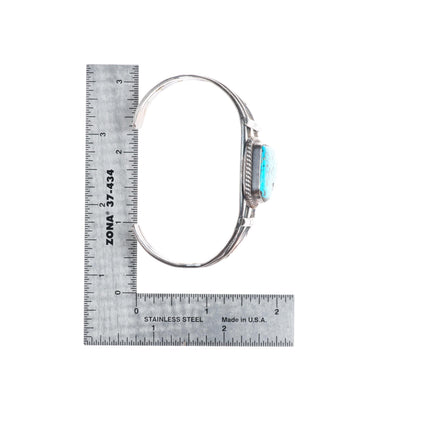 6.9" Vintage Navajo sterling silver stamped cuff bracelet with nice turquoise