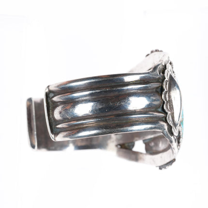 6.5" 1930's-40's big Navajo #8 turquoise sterling silver cuff bracelet