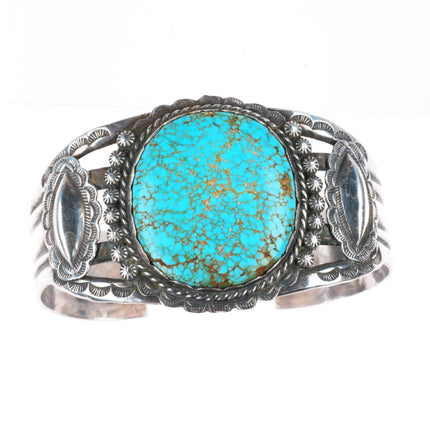 6.5" 1930's-40's big Navajo #8 turquoise sterling silver cuff bracelet