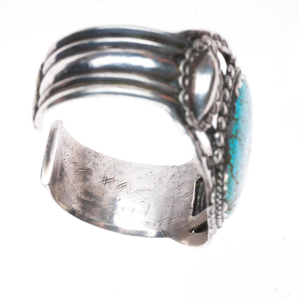 6.5" 1930's-40's big Navajo #8 turquoise sterling silver cuff bracelet