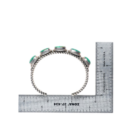 6.2" Albert Jake Navajo sterling silver Sonoran Gold turquoise row cuff bracelet