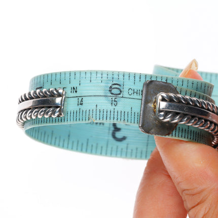 6.2" Albert Jake Navajo sterling silver Sonoran Gold turquoise row cuff bracelet