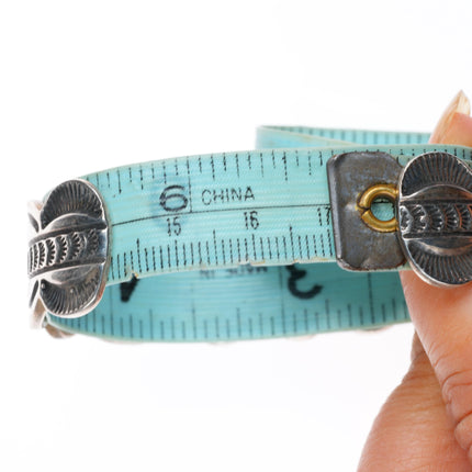 6.7" vintage Navajo high grade spiderweb turquoise sterling silver cuff bracelet