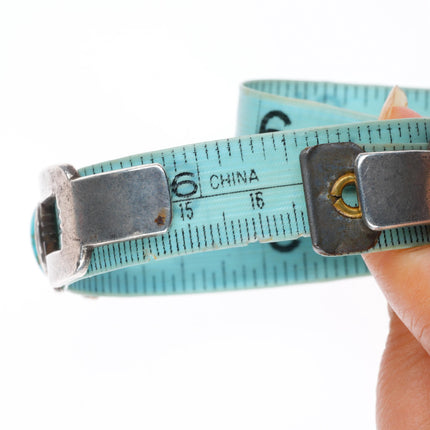 6.5" 30's-40's vintage Navajo sterling silver chiseled cuff bracelet w/turquoise