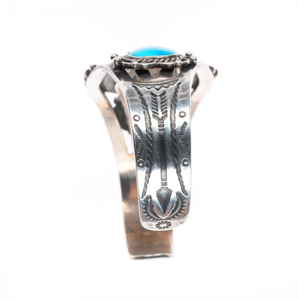 6.25" 1940's-50's Navajo sterling silver turquoise Fred Harvey era cuff bracelet