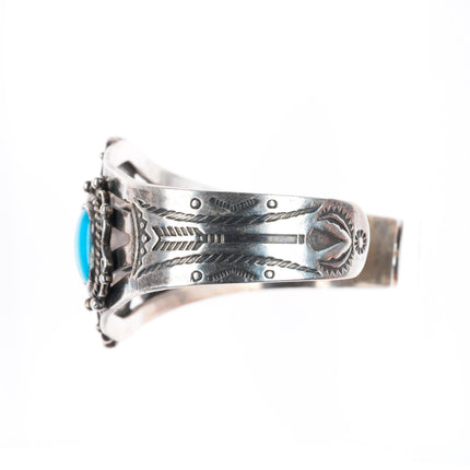 6.25" 1940's-50's Navajo sterling silver turquoise Fred Harvey era cuff bracelet