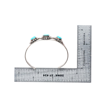 5.8" Vintage Navajo Arts and Craft Guild sterling silver turquoise cuff bracelet