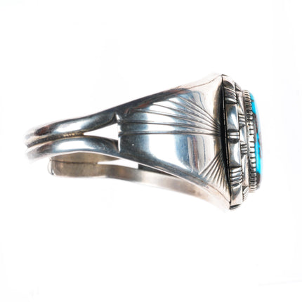 6.6" vintage Secatero Navajo sterling silver nice turquoise cuff bracelet