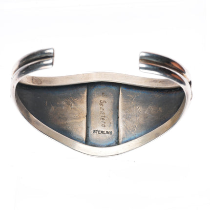 6.6" vintage Secatero Navajo sterling silver nice turquoise cuff bracelet
