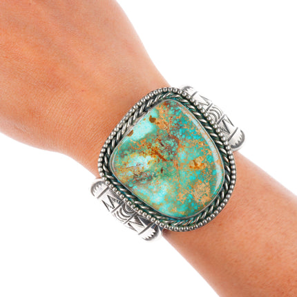 6.6" Mary-Everett Teller Navajo sterling silver nice turquoise cuff bracelet