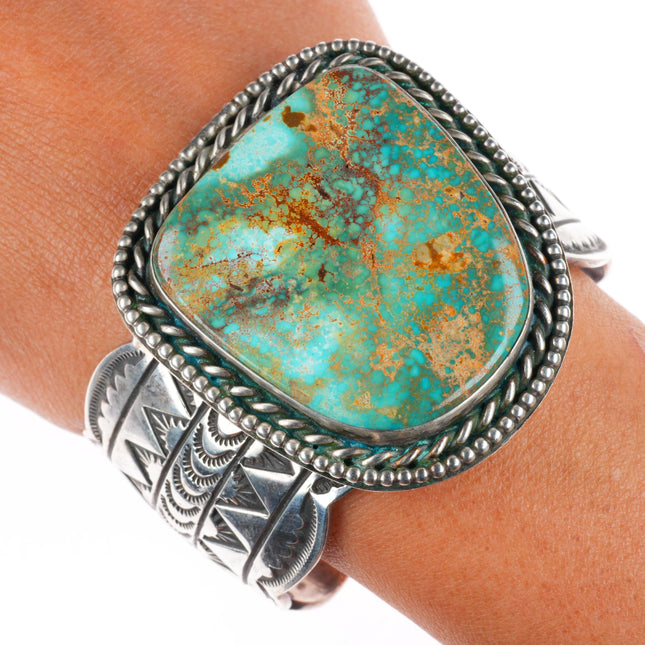 6.6" Mary-Everett Teller Navajo sterling silver nice turquoise cuff bracelet