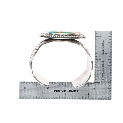 6.6" Mary-Everett Teller Navajo sterling silver nice turquoise cuff bracelet