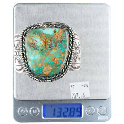6.6" Mary-Everett Teller Navajo sterling silver nice turquoise cuff bracelet
