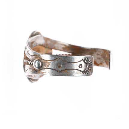 6.4" 1940's Vintage Navajo sterling silver petrified wood cuff bracelet