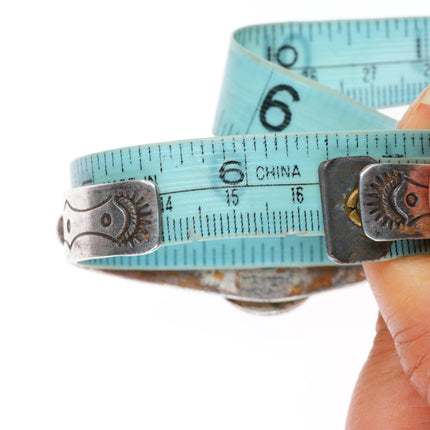 6.4" 1940's Vintage Navajo sterling silver petrified wood cuff bracelet