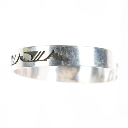 6.9" Eldon Kalemsa Sr Siwingyumptewa Hopi overlay cuff bracelet sterling silver