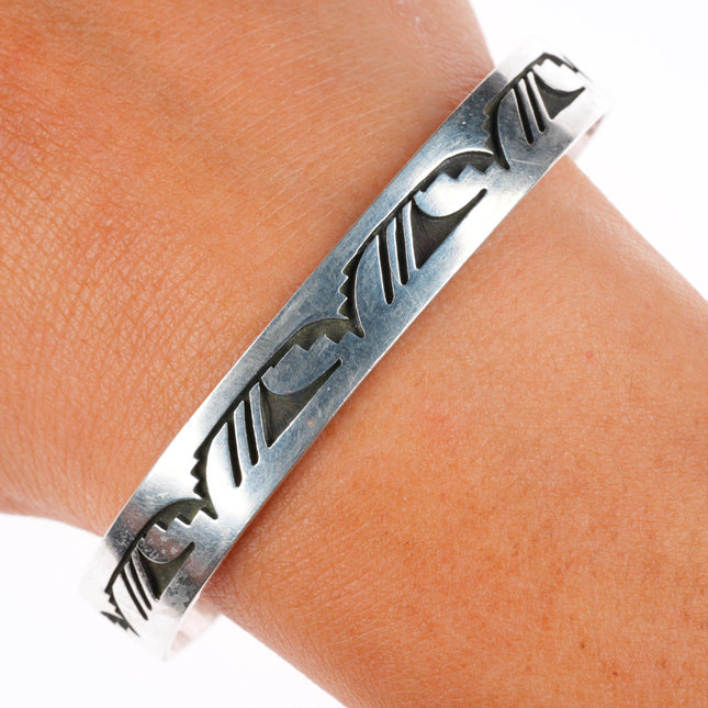 6.9" Eldon Kalemsa Sr Siwingyumptewa Hopi overlay cuff bracelet sterling silver