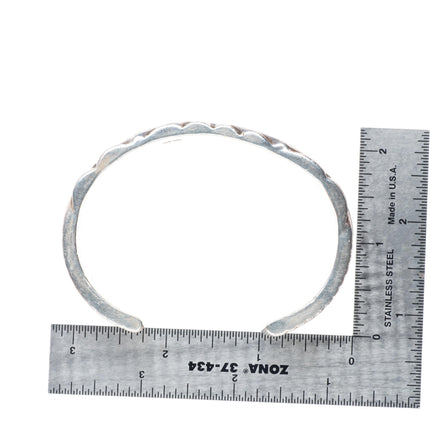 7.5" c1950 Mark Chee Navajo sterling silver deep stamped heavy cuff bracelet