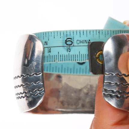 6.25" Vintage Navajo sterling silver wide domed overlay cuff bracelet