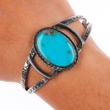 6.2" 1950's Navajo Arizona Gem Silica sterling silver cuff bracelet